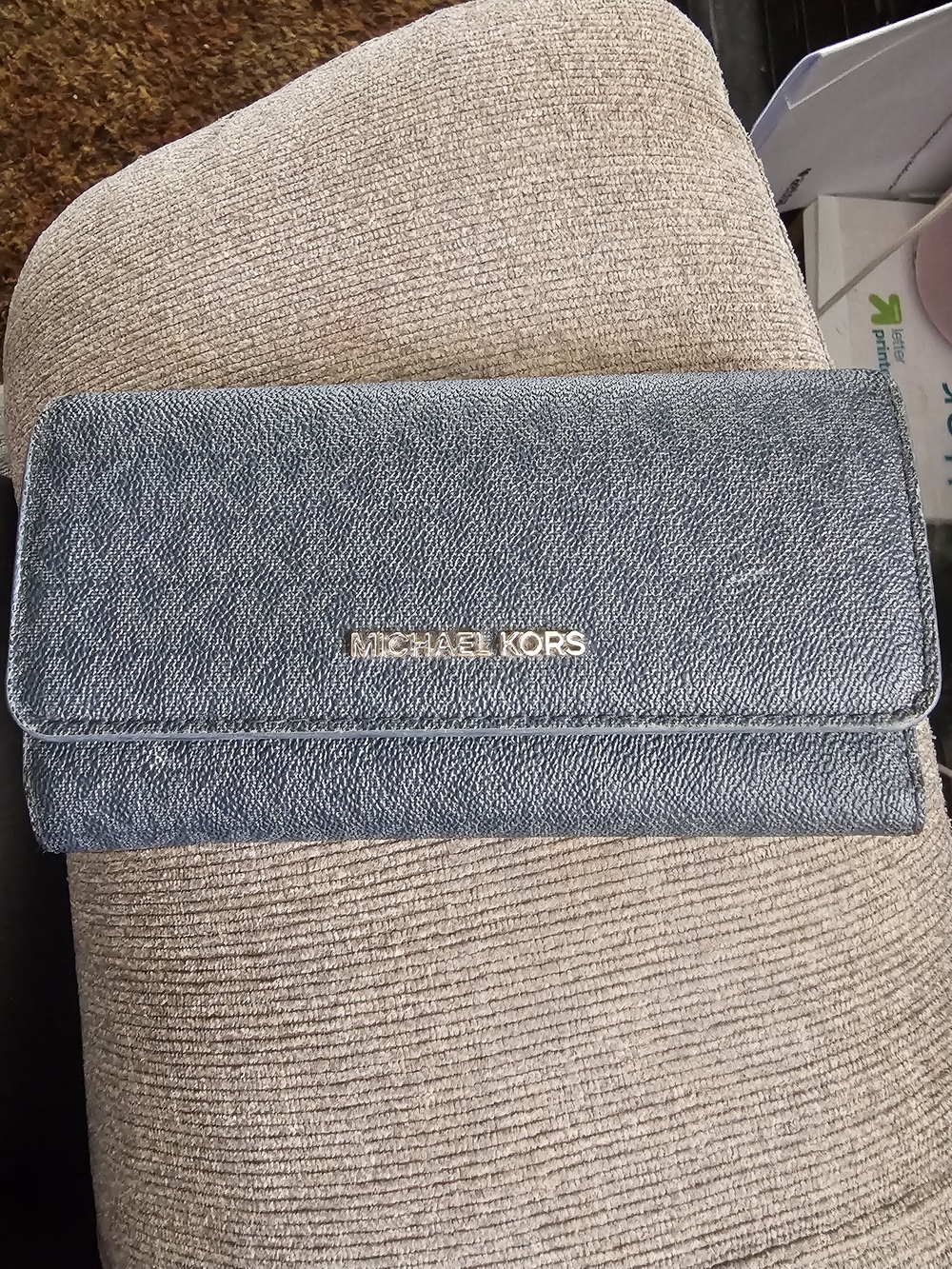 Michael Kors Black Leather Foldover Clutch Wallet